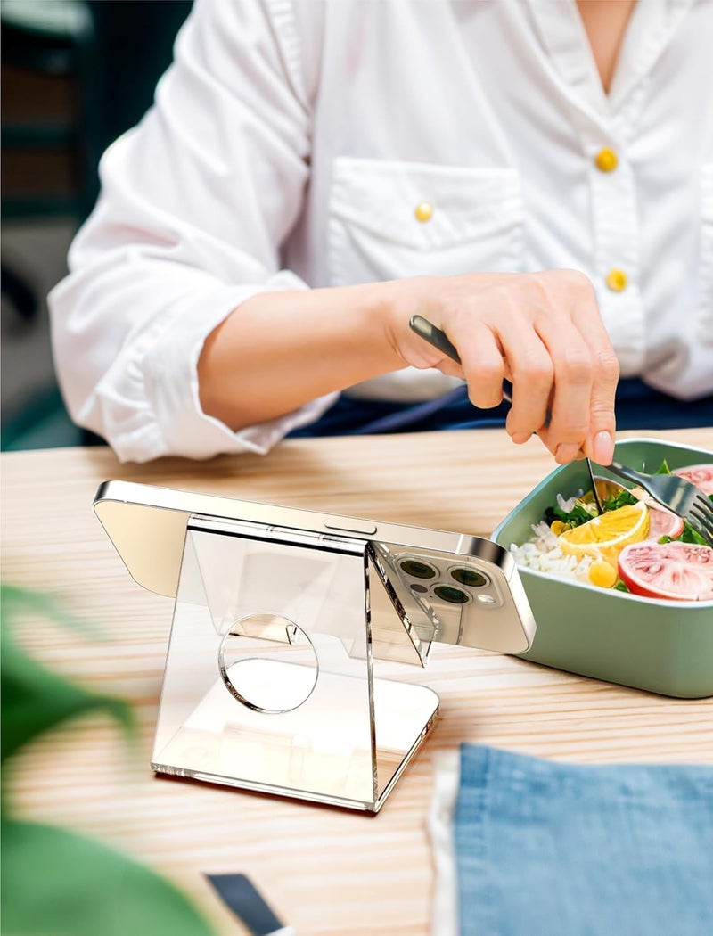 TOPGO Acrylic Cell Phone Stand, Clear Phone Holder for Office Desk, Vanity, Kitchen, Bedside Table, Compatible with iPhone 17/Smartphones/iPad/Switch/Kindle, Office Desk Accessories - Image 3